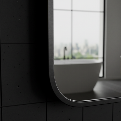 Luxury modern mirror with black metal frame.